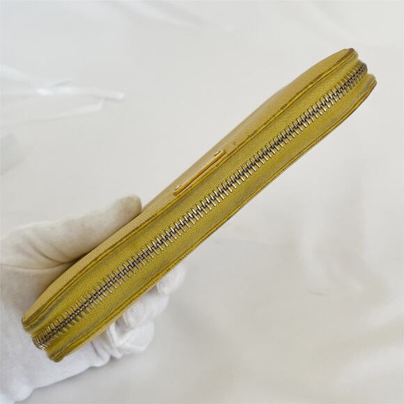 FENDI Vitello Elite Zip Around Leather Calfskin Wallet Yellow - Picture 8 of 10